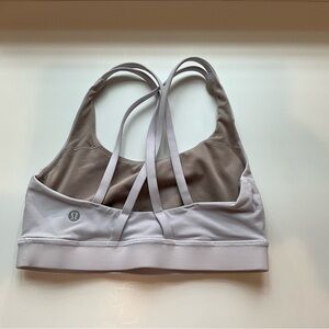 Lululemon Free to be Serene Bra Gray Criss Cross Back Size 4 Medium Support